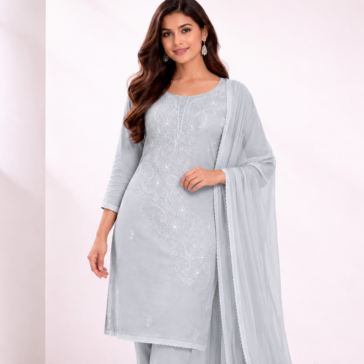 Unstitched Mist Grey Suit Fabric - Cotton