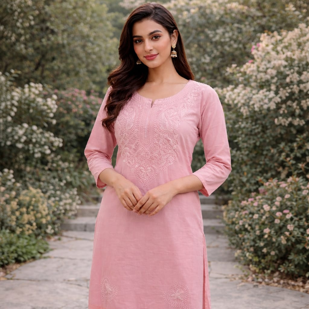 Cotton Chikankari Kurtis