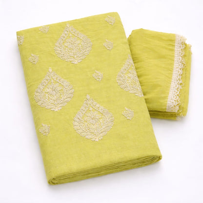 Unstitched Pista Green Suit Fabric - Cotton