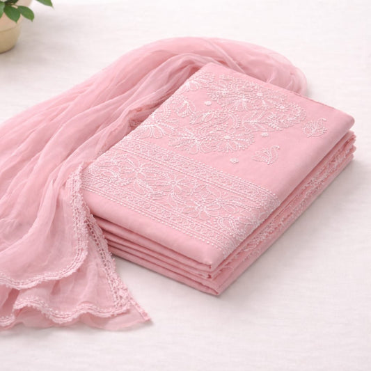 Unstitched Peach Suit Fabric - Cotton
