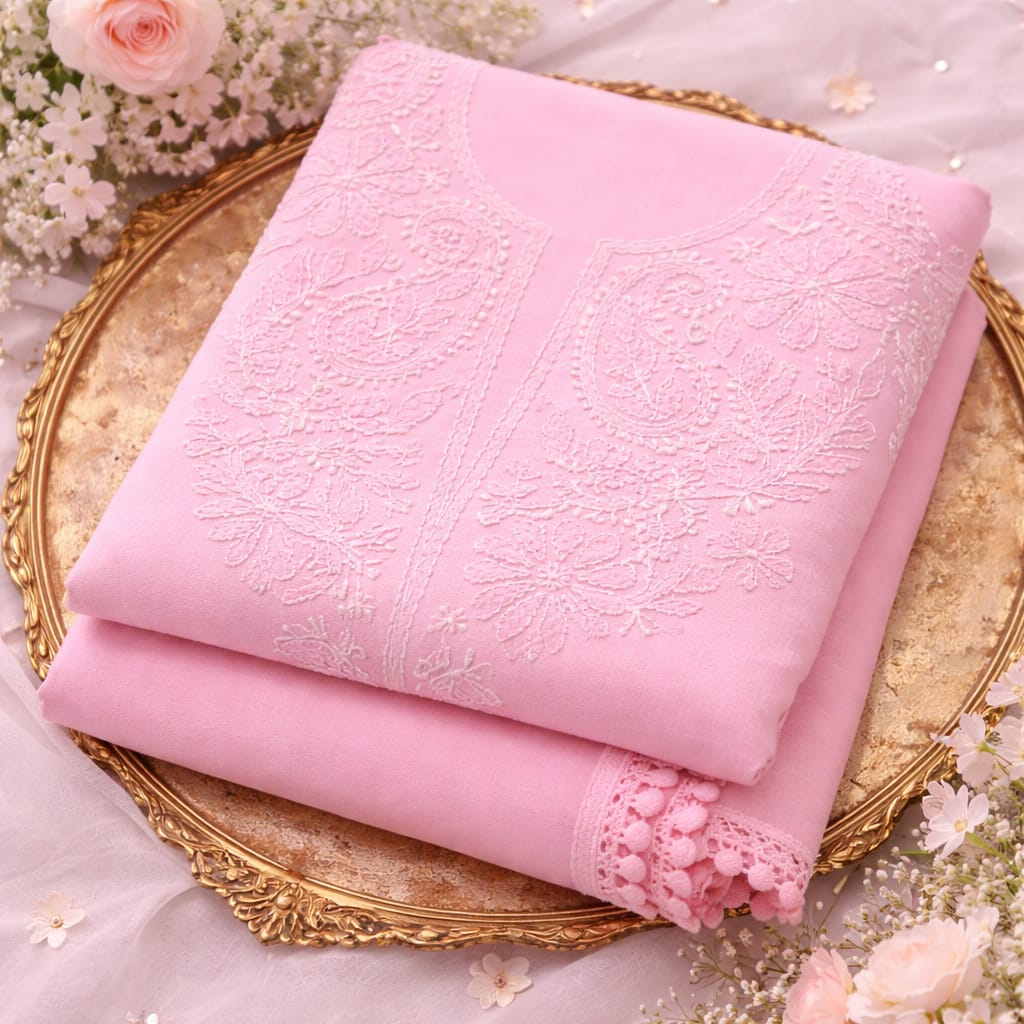Unstitched Soft Pink Suit Fabric - Cotton