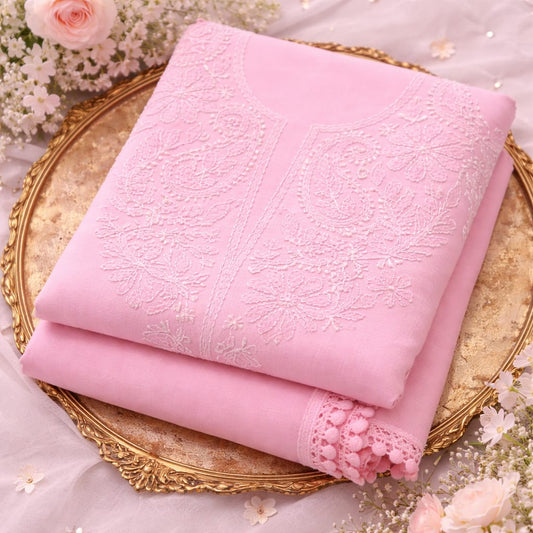 Unstitched Soft Pink Suit Fabric - Cotton