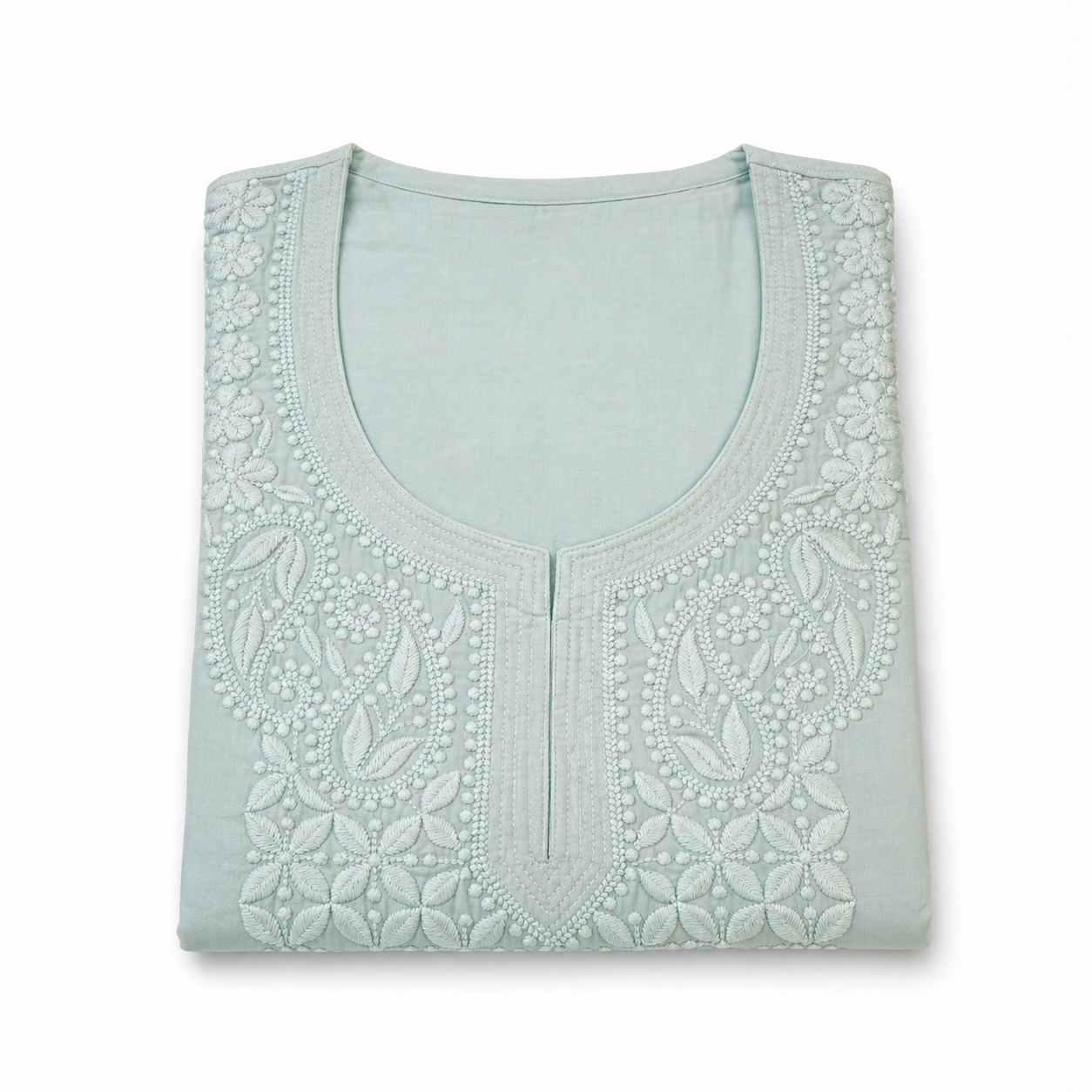Pista Mint Chikankari Kurti – Cotton