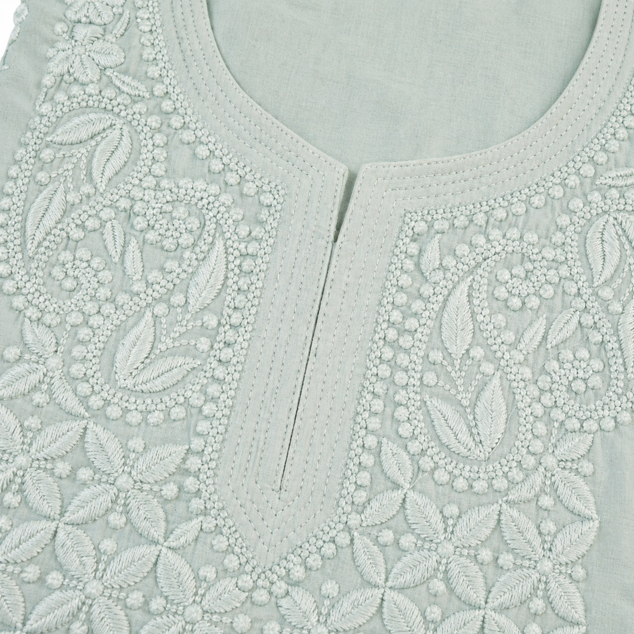 Pista Mint Chikankari Kurti – Cotton