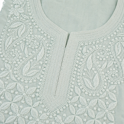 Pista Mint Chikankari Kurti – Cotton