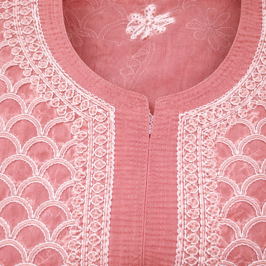 Dusty Pink Chikankari Kurti – Georgette