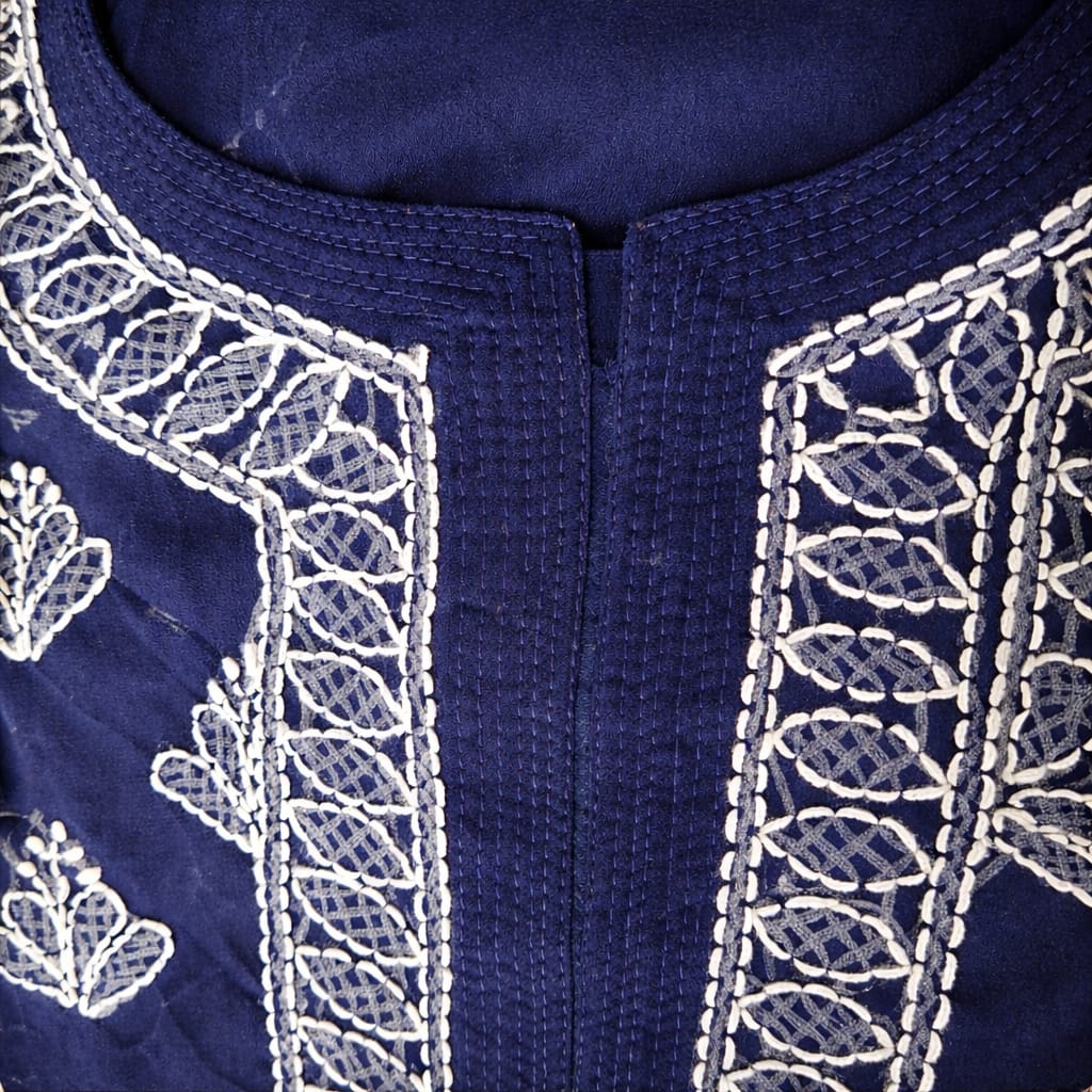 Navy Blue Chikankari Kurti – Georgette