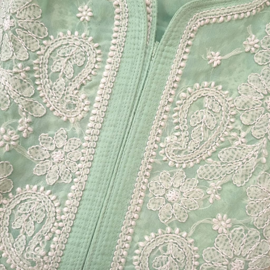 Pastel Green Chikankari Kurti – Georgette