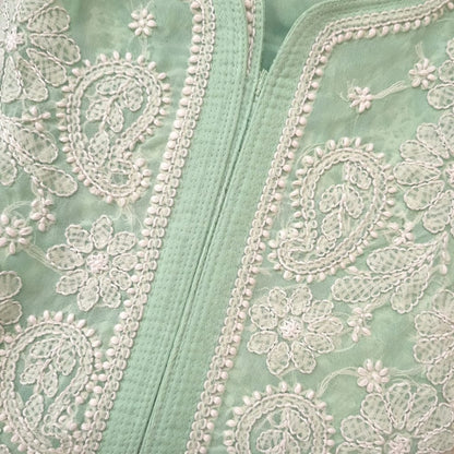 Pastel Green Chikankari Kurti – Georgette