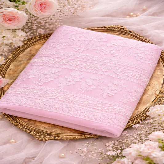 Unstitched Blush Pink Suit Fabric - Georgette
