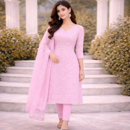 Unstitched Blush Pink Suit Fabric - Georgette