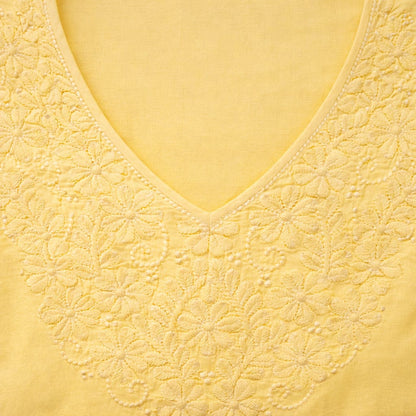 Yellow Chikankari Kurti – Mul Cotton