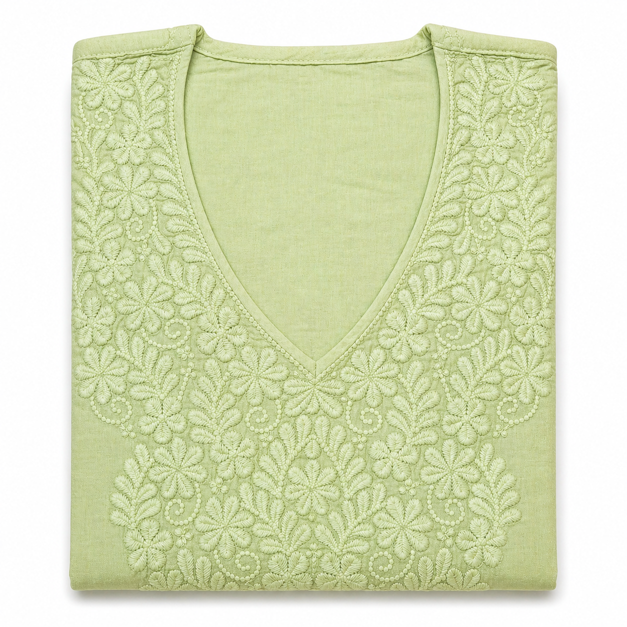 Pista Green Chikankari Kurti – Mul Cotton