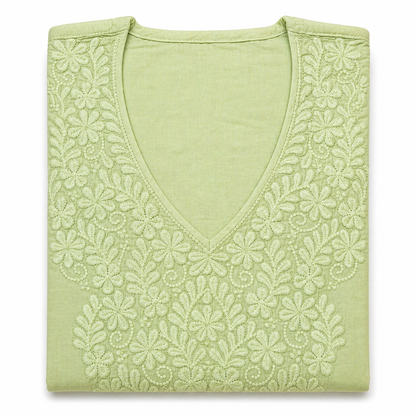 Pista Green Chikankari Kurti – Mul Cotton