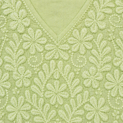 Pista Green Chikankari Kurti – Mul Cotton