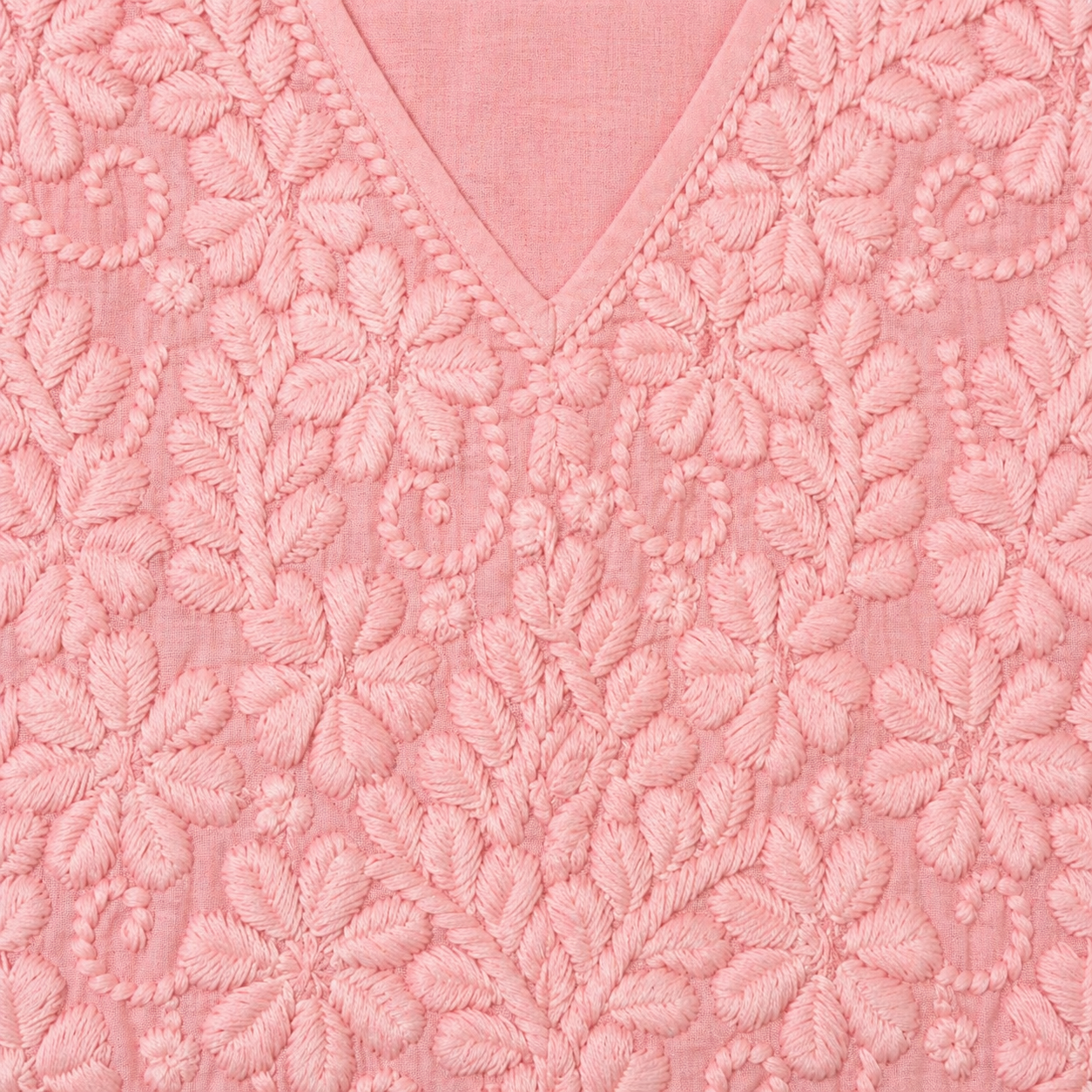 Soft Peach Pink Chikankari Kurti – Mul Cotton